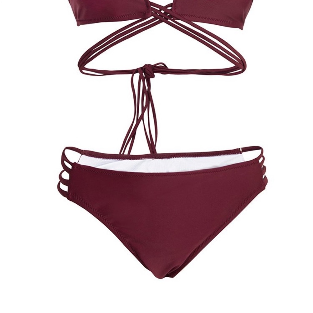 Cupshe Maroon Strappy Bikini Bottom - Picture 3 of 3